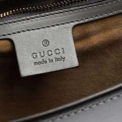 Pre Owned حقيبة كتف غوتشي سيلفي سلسلة متشابكة صغيرة جلد أسود