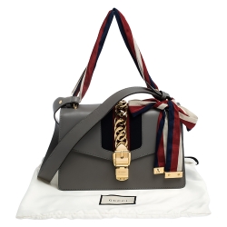 Pre Owned حقيبة كتف غوتشي سيلفي سلسلة متشابكة صغيرة جلد أسود