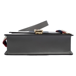 Pre Owned حقيبة كتف غوتشي سيلفي سلسلة متشابكة صغيرة جلد أسود