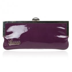 مملوكة مسبقًا Gucci Purple Patent Framed Clutch