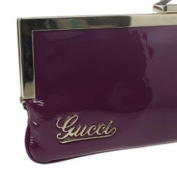مملوكة مسبقًا Gucci Purple Patent Framed Clutch