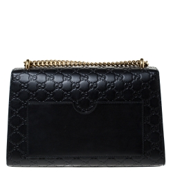 Pre Owned Gucci Black Guccissima Leather Medium Padlock Shoulder Bag