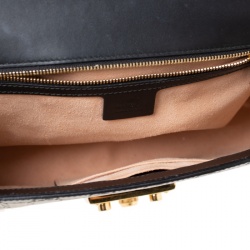 Pre Owned Gucci Black Guccissima Leather Medium Padlock Shoulder Bag