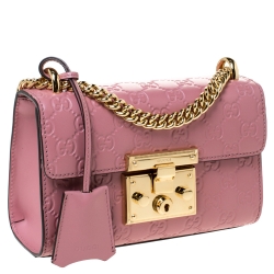 مملوكة مسبقًا Gucci Pink Guccissima Leather Small Padlock Shoulder Bag