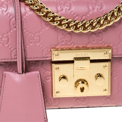 مملوكة مسبقًا Gucci Pink Guccissima Leather Small Padlock Shoulder Bag