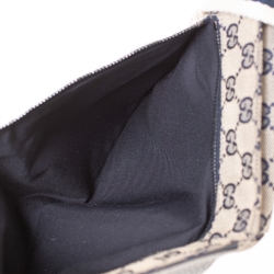 مملوكة مسبقًا Gucci Navy Blue GG Canvas Web Shelley Belt Bag