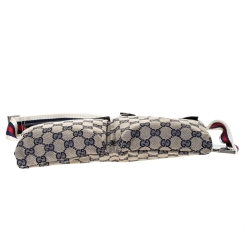 مملوكة مسبقًا Gucci Navy Blue GG Canvas Web Shelley Belt Bag