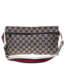 مملوكة مسبقًا Gucci Navy Blue GG Canvas Web Shelley Belt Bag