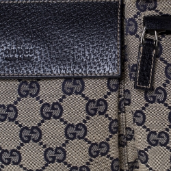 مملوكة مسبقًا Gucci Navy Blue GG Canvas Web Shelley Belt Bag