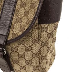 Pre Owned Gucci Brown Ebony GG Canvas Messenger Bag