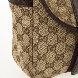 Pre Owned Gucci Brown Ebony GG Canvas Messenger Bag