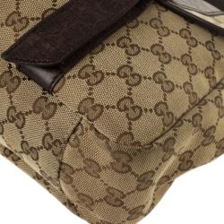 Pre Owned Gucci Brown Ebony GG Canvas Messenger Bag