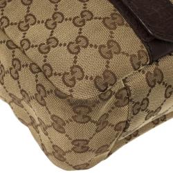 Pre Owned Gucci Brown Ebony GG Canvas Messenger Bag