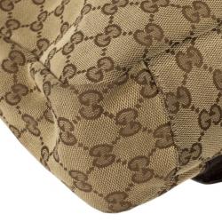 Pre Owned Gucci Brown Ebony GG Canvas Messenger Bag