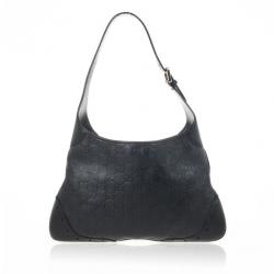 مملوكة مسبقًا Gucci Black Guccissima Leather Medium Hobo
