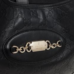 مملوكة مسبقًا Gucci Black Guccissima Leather Medium Hobo