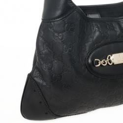 مملوكة مسبقًا Gucci Black Guccissima Leather Medium Hobo