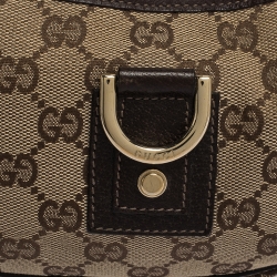 Pre Owned حقيبة صغيرة غوتشي حلقة D أيبي جلد وكانفاس GG بيج