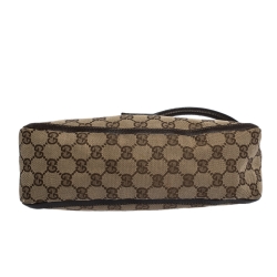 Pre Owned حقيبة صغيرة غوتشي حلقة D أيبي جلد وكانفاس GG بيج