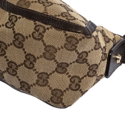 Pre Owned حقيبة صغيرة غوتشي حلقة D أيبي جلد وكانفاس GG بيج