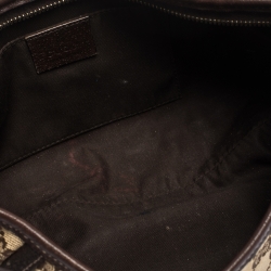 Pre Owned حقيبة صغيرة غوتشي حلقة D أيبي جلد وكانفاس GG بيج