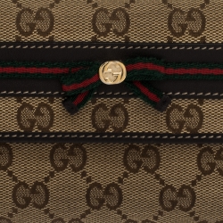 Gucci Beige/Brown GG Canvas and Leather Mayfair Bow Flap Wallet