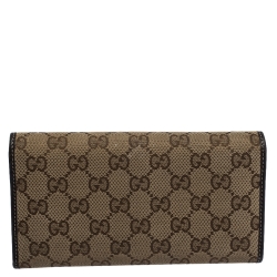 Gucci Beige/Brown GG Canvas and Leather Mayfair Bow Flap Wallet