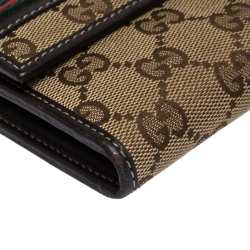 Gucci Beige/Brown GG Canvas and Leather Mayfair Bow Flap Wallet