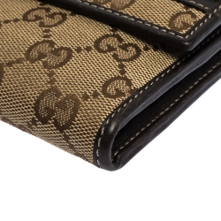 Gucci Beige/Brown GG Canvas and Leather Mayfair Bow Flap Wallet