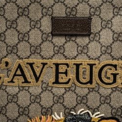 Pre Owned Gucci Beige GG Supreme Canvas Tiger Patch Paramour Tote
