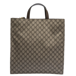Pre Owned Gucci Beige GG Supreme Canvas Tiger Patch Paramour Tote