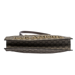 Pre Owned Gucci Beige GG Supreme Canvas Tiger Patch Paramour Tote