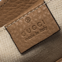 Pre Owned Gucci Beige Leather Mini Bamboo Top Handle Bag