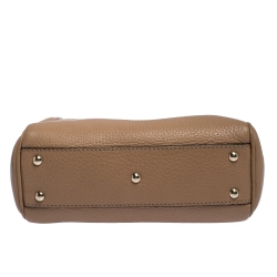 Pre Owned Gucci Beige Leather Mini Bamboo Top Handle Bag