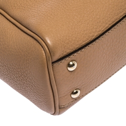 Pre Owned Gucci Beige Leather Mini Bamboo Top Handle Bag