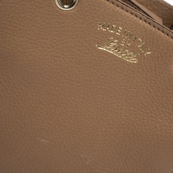 Pre Owned Gucci Beige Leather Mini Bamboo Top Handle Bag