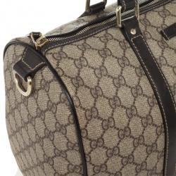 Pre Owned Gucci Monogram Brown Trim Boston Bag