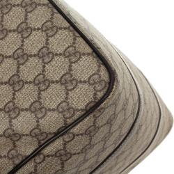 Pre Owned Gucci Monogram Brown Trim Boston Bag