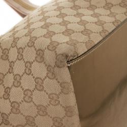 Pre Owned حقيبة غوتشي ميتاليك وبيج بالشعار