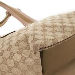 Pre Owned حقيبة غوتشي ميتاليك وبيج بالشعار