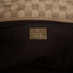 Pre Owned حقيبة غوتشي ميتاليك وبيج بالشعار