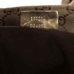 Pre Owned حقيبة غوتشي ميتاليك وبيج بالشعار