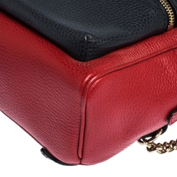 Pre Owned Gucci Red/Navy Blue Leather Soho Chain Backpack