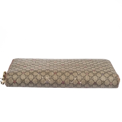 Gucci Beige GG Supreme Star Canvas Zip Around Wallet