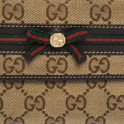 Gucci Brown/Beige GG Canvas and Canvas Mayfair Bow Continental Wallet