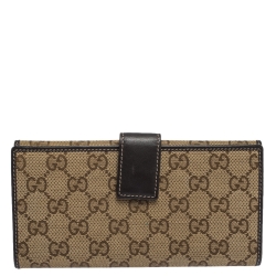 Gucci Brown/Beige GG Canvas and Canvas Mayfair Bow Continental Wallet