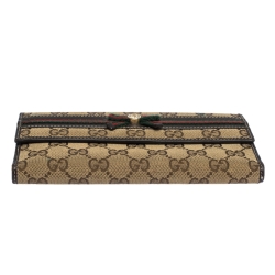 Gucci Brown/Beige GG Canvas and Canvas Mayfair Bow Continental Wallet