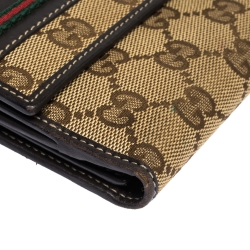 Gucci Brown/Beige GG Canvas and Canvas Mayfair Bow Continental Wallet