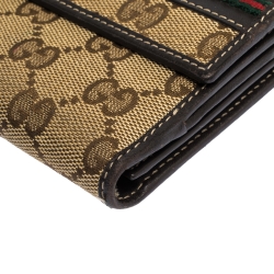 Gucci Brown/Beige GG Canvas and Canvas Mayfair Bow Continental Wallet