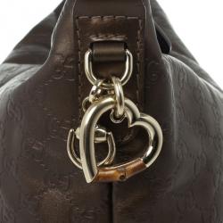 Gucci Bronze Metallic Guccissima Leather Heart-Bit Medium Hobo Bag